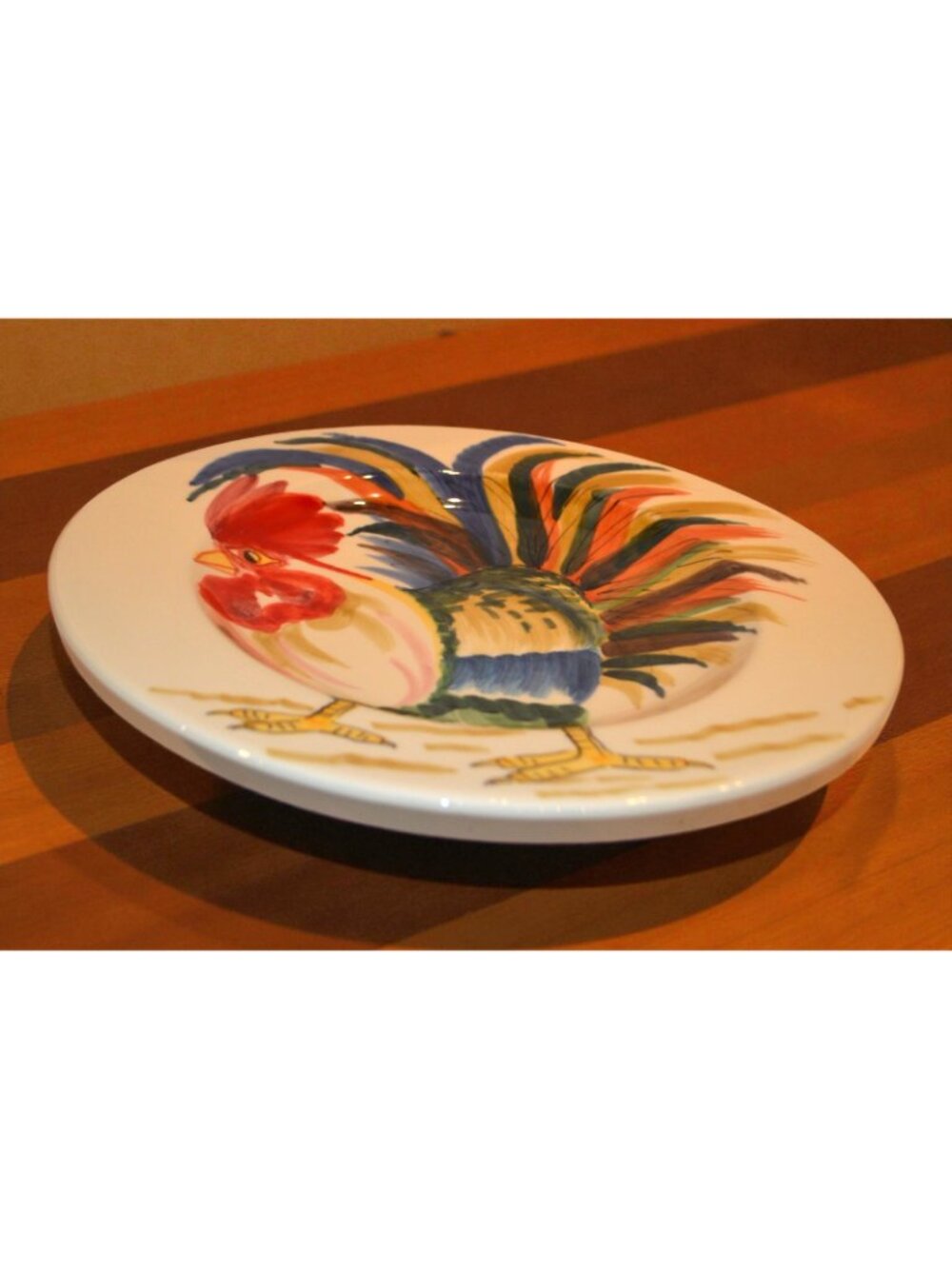 Vietri Gallo Rooster Rimmed Round Platter Handpainted Italy 15.75" Large - Picture 4 of 6